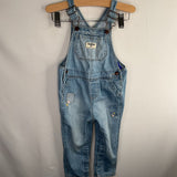 Size 18-24m: OshKosh Light Wash/Multi Floral Accent Snap-Up Overalls