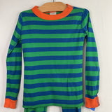 Size 5 (110): Hanna Andersson Blue/Green Striped Organic Cotton 2pc PJs