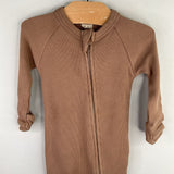 Size 0-3m: Goumi Beige Waffle Knit 1pc Zip Footy PJs