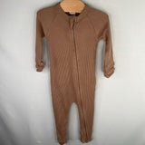 Size 0-3m: Goumi Beige Waffle Knit 1pc Zip Footy PJs