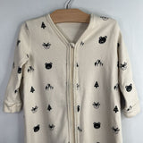 Size 5-6: Beige/Black Woodland Fleece Lined 1pc Zip PJs