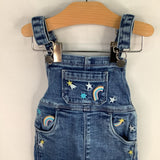 Size 3-6m: Tucker + Tate Blue/Rainbow Embroidered Denim Overalls