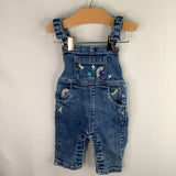 Size 3-6m: Tucker + Tate Blue/Rainbow Embroidered Denim Overalls