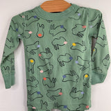 Size 2 (85): Hanna Andersson Green/Multi Bunnies Organic Cotton 2pc PJs