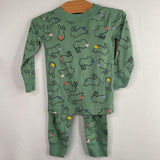 Size 2 (85): Hanna Andersson Green/Multi Bunnies Organic Cotton 2pc PJs