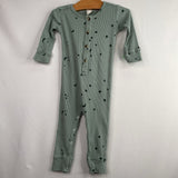 Size 18m: Kate Quinn Green Stars Waffle Knit Snap Romper