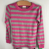Size 5 (110): Hanna Andersson Pink/Grey Striped Organic Cotton 2pc PJs