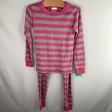 Size 5 (110): Hanna Andersson Pink/Grey Striped Organic Cotton 2pc PJs