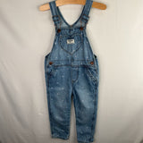 Size 2: OshKosh Blue/Pink Hearts Denim Overalls