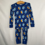 Size 4 (100): Hanna Andersson Blue/Yellow Dreidels 2pc Holiday PJs