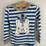 Size 4 (100): Hanna Andersson Blue/White Stripes/R2-D2 Organic Cotton 2pc PJs