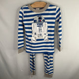 Size 4 (100): Hanna Andersson Blue/White Stripes/R2-D2 Organic Cotton 2pc PJs