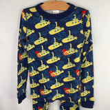 Size 8 (130): Hanna Andersson Blue/Yellow Submarine Sleeve 2pc PJs