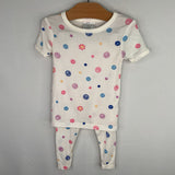 Size 12m: Tres Beau et Bells White/Colorful Peace & Happiness 2pc PJs