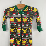 Size 6-12m (70) : Hanna Andersson Grey/Colorful Christmas Pikachu Organic Cotton 2pc Holiday PJs