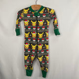 Size 6-12m (70) : Hanna Andersson Grey/Colorful Christmas Pikachu Organic Cotton 2pc Holiday PJs