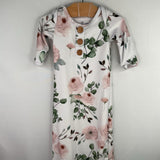 Size NB (7-14lb): Caden Lane White/Pink/Green Floral Knot Nighty