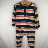 Size 12-18m: Tea Blue/Multi Striped Snap Romper
