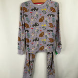 Size 8: Mini Boden Purple/Colorful Cat Print 2pc PJs