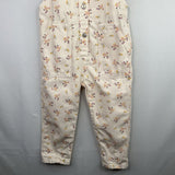 Size 3-4: White/Multi Floral Denim Overalls