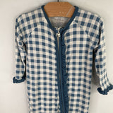 Size 3-6m: Sweet Bamboo Blue/White Gingham Ruffle Trim d 1pc Zip PJs