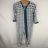 Size 3-6m: Sweet Bamboo Blue/White Gingham Ruffle Trim d 1pc Zip PJs