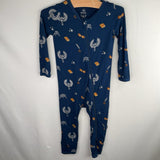 Size 18-24m: Kyte Blue/Multi Harry Potter Motifs Bamboo 1pc Zip PJs