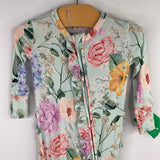 Size 0-3m: Posh Peanut Blue/Multi Floral Bamboo 1pc Footy Pjs