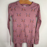 Size 6-7 (120): Hanna Andersson Purple/Multi Kitty Faces Organic Cotton 2pc Pjs