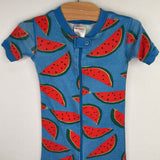 Size 3 (90): Hanna Andersson Blue/Red Watermelons Organic Cotton 1pc Zip-Up Shorty PJs REDUCED