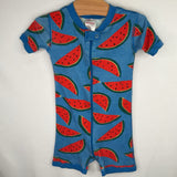 Size 3 (90): Hanna Andersson Blue/Red Watermelons Organic Cotton 1pc Zip-Up Shorty PJs REDUCED