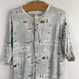 Size 6-9m: MagneticMe Blue/Multi World Map 1pc Footy PJs