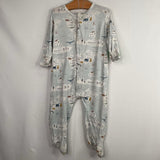 Size 6-9m: MagneticMe Blue/Multi World Map 1pc Footy PJs