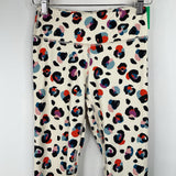 Size 10 (140): Hanna Andersson White/ Multi-color Leopard Print Athletic Pants