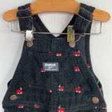 Size 9m: OshKosh Black/Red Trains Corduroy Overalls