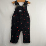 Size 9m: OshKosh Black/Red Trains Corduroy Overalls