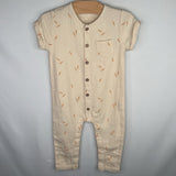 Size 18m: Quincy Mae Beige/Orange Carrots Muslin Romper