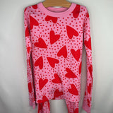 Size 10 (140): Hanna Andersson Pink/Red Hearts Organic Cotton 2pc PJs