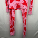 Size 10 (140): Hanna Andersson Pink/Red Hearts Organic Cotton 2pc PJs