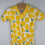 Size 12-18m (75): Hanna Andersson White/Yellow Lemons Organic Cotton 1pc Zip-Up Shorty PJs