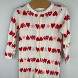 Size 3-6m: Old Navy White/Red/Pink Hearts 1pc Zip PJs