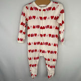Size 3-6m: Old Navy White/Red/Pink Hearts 1pc Zip PJs