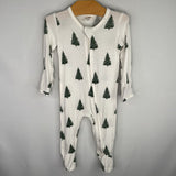 Size 3-6m: Kate Quinn White/Green Trees 1pc Bamboo Zip PJs