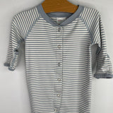 Size 0-3m (50): Hanna Andersson Blue/White Striped Tencel Snap Romper