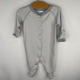 Size 0-3m (50): Hanna Andersson Blue/White Striped Tencel Snap Romper