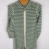 Size 0-3m (50): Hanna Andersson Green/Creme Striped Tencel 1pc Zip-Up PJs