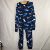 Size 10 (140): Hanna Andersson Blue Sharks 2pc PJs