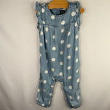Size 12-18m: Gap Blue/White Dots Chambray Ruffle Trim Romper