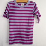 Size 8 (130): Hanna Andersson Purple Striped Organic Cotton 2pc Shorty PJs