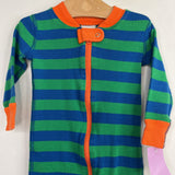 Size 12-18m (75): Hanna Andersson Green/Blue Striped Organic Cotton 1pc Zip PJs